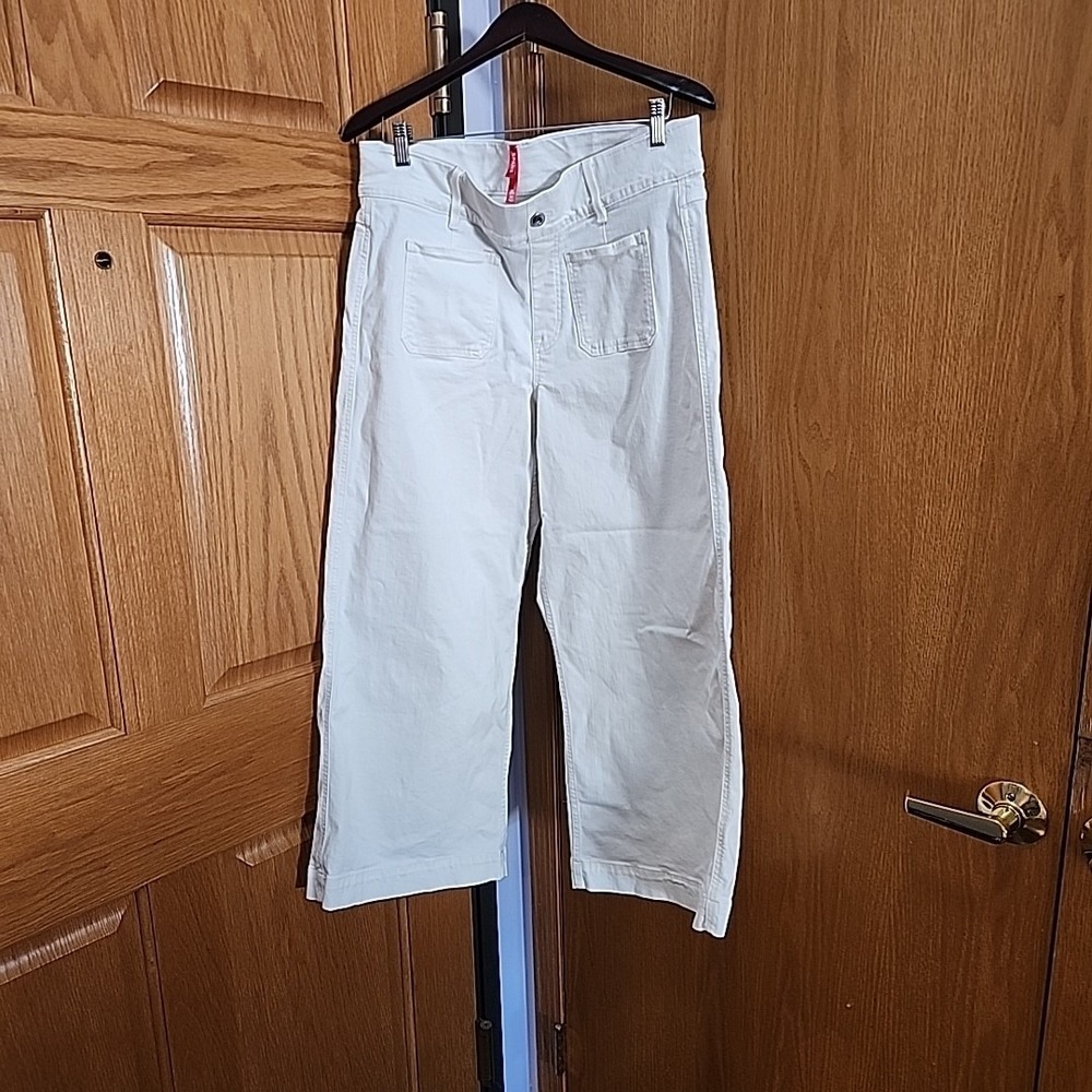 Spanx Cropped Wide Leg Jeans in White 1X/1T